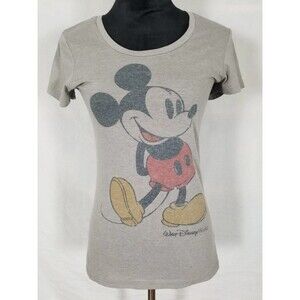 Disney Parks Mickey Mouse Short Sleeve Women's T-Shirt Gray Faded Size S